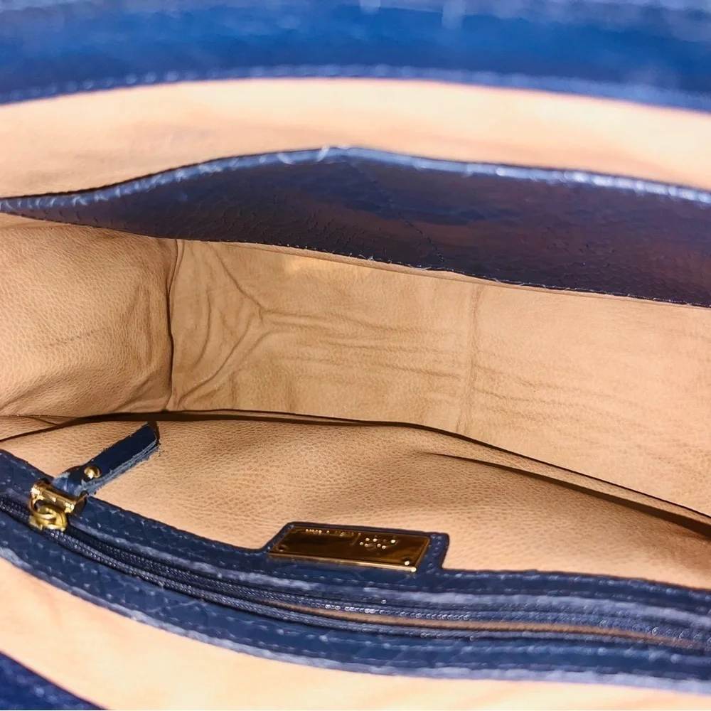 GiGi New York Navy Satchel with Gold Accents